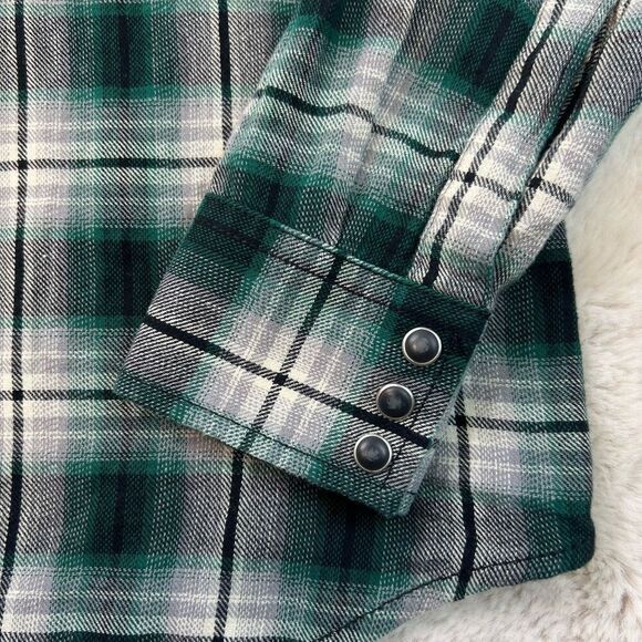 Vintage Wrangler Shirt Mens Medium Plaid Flannel Pearl Snap Western 90s Cotton - Picture 5 of 10